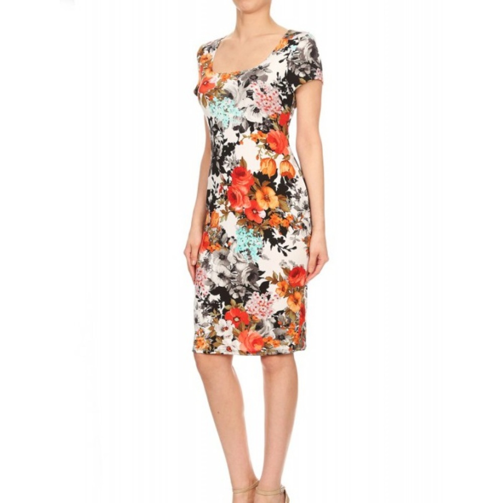Floral Printed Body Con Dress - Picture 4 of 4
